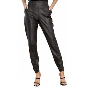 SPANX Joggers Faux Leather Pull On Front Pockets Mob Wife Streetwear Black Small